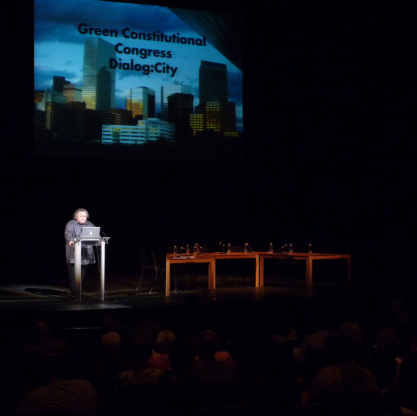 Bruce Mau speaking onstage